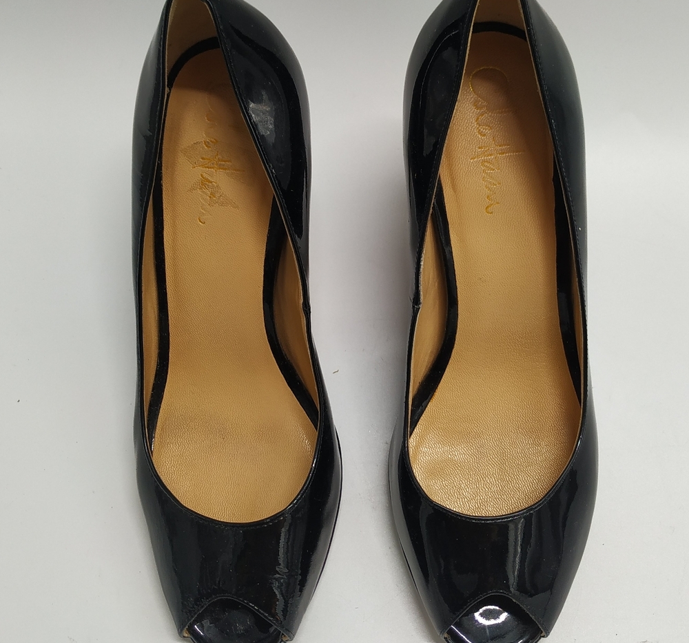 Cole HaAn women black peep toe heel shoes 8B